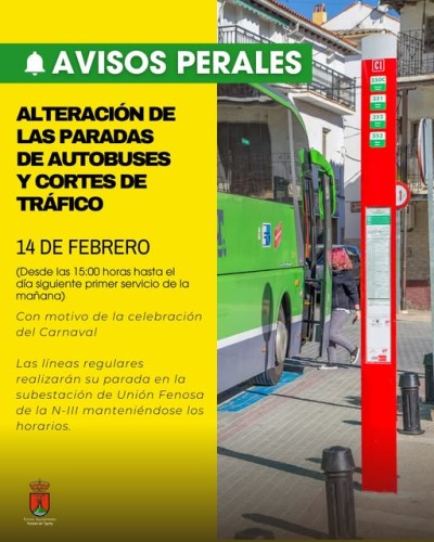 Alteración de las paradas de autobuses y cortes de tráfico