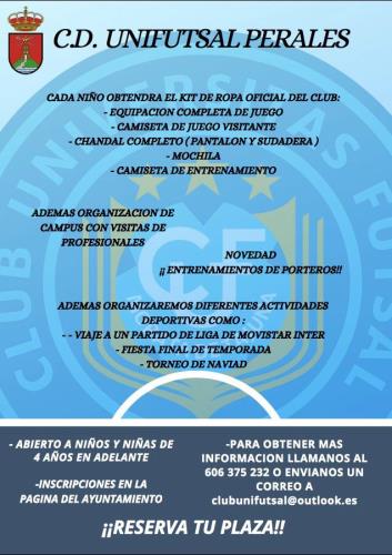 Abierto el Plazo de Inscripción  para el Club Unifutsal Perales