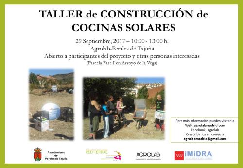 El próximo Viernes 29 de Septiembre vamos a tener en la parcela de Agrolab un curso de Cocinas Solares