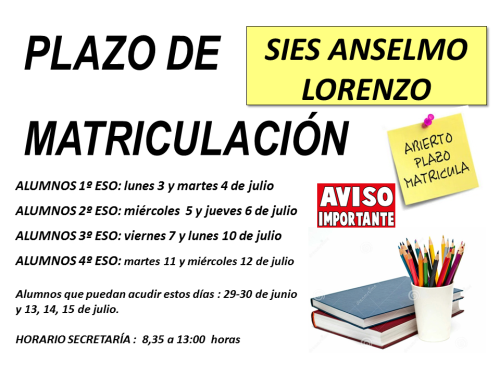 Abierto el plazo de matriculación para el SIES Anselmo Lorenzo