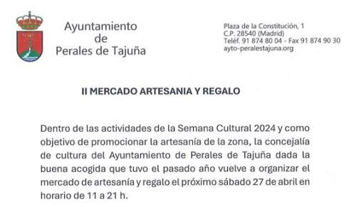 Información dirigida a los artesanos participantes en el 2º Mercado de Artesanía y del Regalo